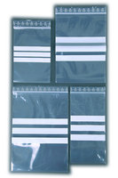 PE-Druckverschlussbeutel transparent, mit drei weißen Beschriftungsstreifen, 70 x 100 x 0,05 mm